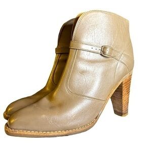 Vintage Cobbie’s Olive Taupe Platform Leather Ankle Booties – Size 7.5